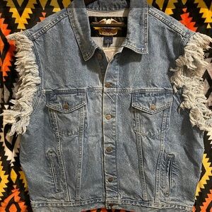 Vintage Harley Davidson Denim Vest XL Made in the USA